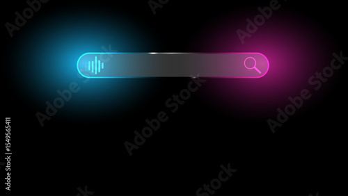 Glowing search bar with blue and pink gradient