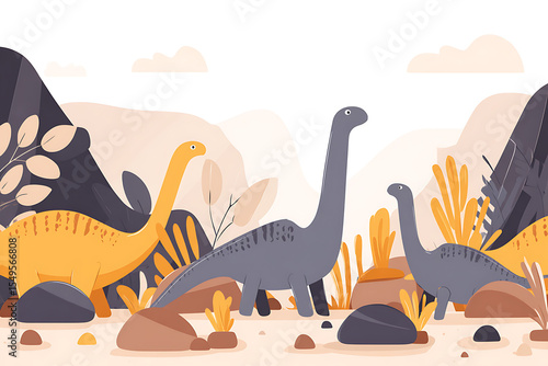 Gentle giants in a stylized landscape