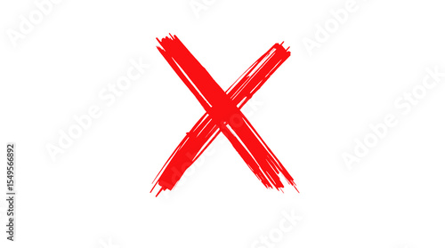 Photo of drawing of red X sign isolated on transparent background