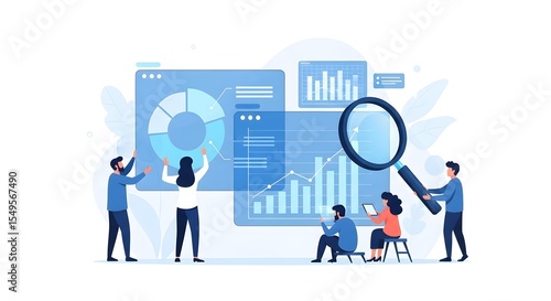 Wallpaper Mural A business analytics concept with charts, graphs, and a magnifying glass Torontodigital.ca