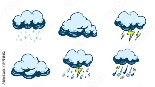 Cloud and Rain Doodle Illustrations
