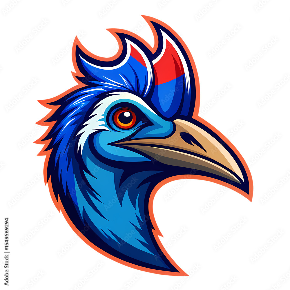 Obraz premium Cassowary Head Profile A Vivid Pixel Art Illustration isolated on transparent bacckground