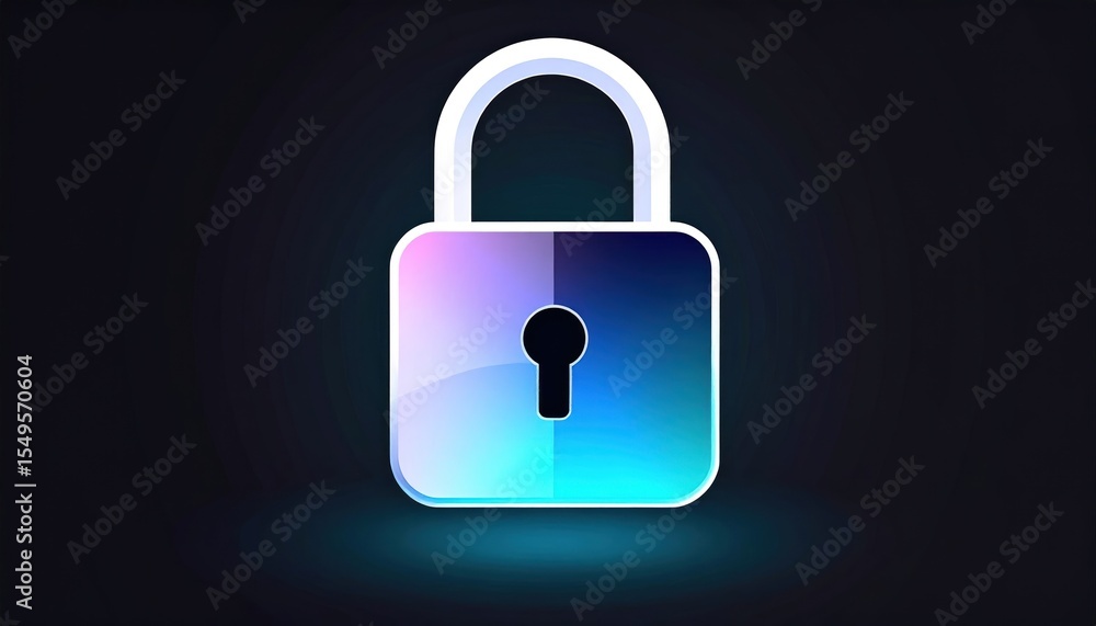 Sleek holographic padlock illustration symbolizing digital security measures Sleek holographic padlock illustration symbolizing digital security measures