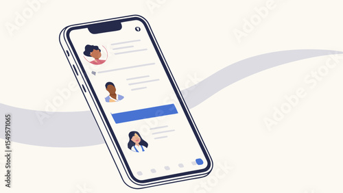 Smartphone Displaying Diverse User Profiles and Information.