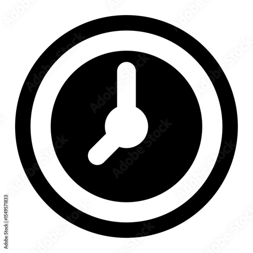 Precise Time Icon: A minimalist monochrome icon of a clock, displaying the essence of precision and temporal awareness. perfect for conveying the importance of deadlines and timely actions.