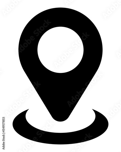Location Icon: A clean, minimalist rendering of a location pin, rendered in sleek black, signifying pinpoint accuracy and direction. This image is perfect for maps, guidance.