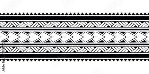Maori Polynesian tattoo bracelet. Tribal sleeve seamless pattern vector.