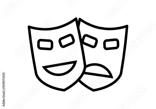 Icono negro de caretas representando artes escénicas