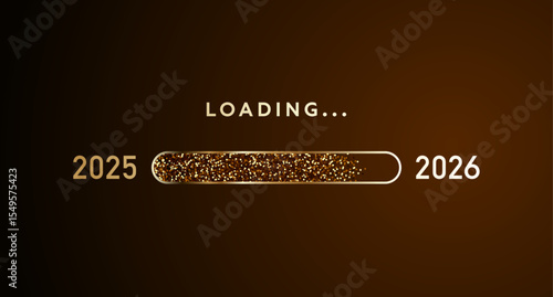 2026 loading bar, New Year countdown progress, gold glitter