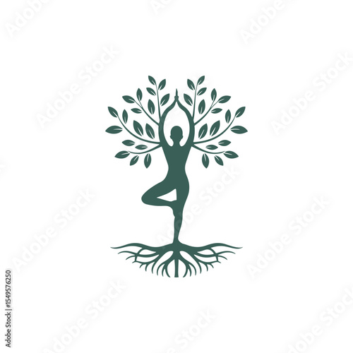 Unique yoga tree logo Modern and minimalist vector and abstract logo