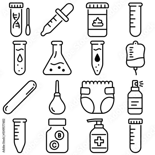 Medical Supplies Icons Set Outline Style (Part 3)