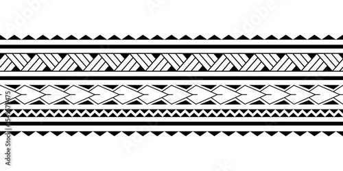 Maori Polynesian tattoo bracelet. Tribal sleeve seamless pattern vector.