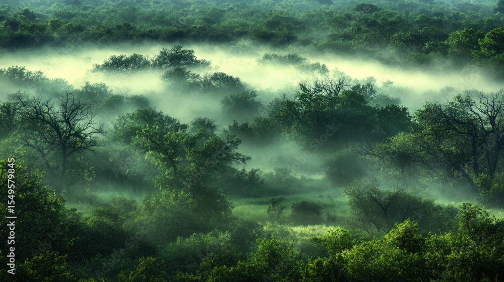 Misty forest, aerial view Misty forest, aerial view
