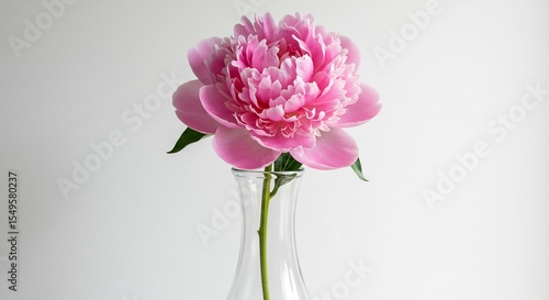 Wallpaper Mural Soft light illuminates delicate pink peony in clear glass vase. AI Generated Torontodigital.ca
