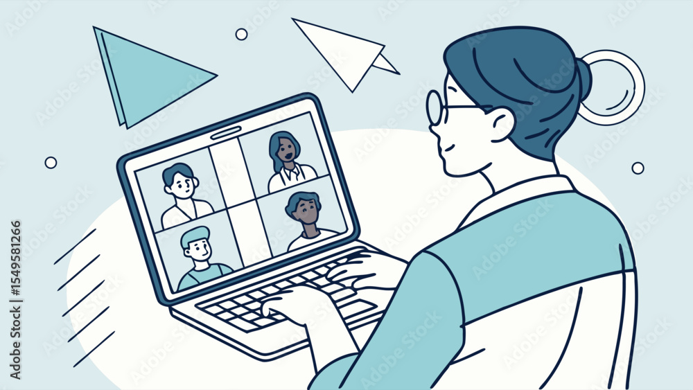 Person in Video Conference with Colleagues. Person in Video Conference with Colleagues.