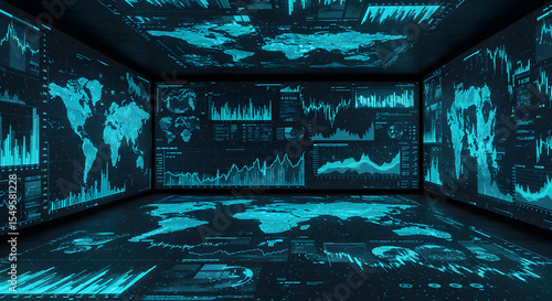 Data visualization insights digital space infographic displays futuristic environment interactive design