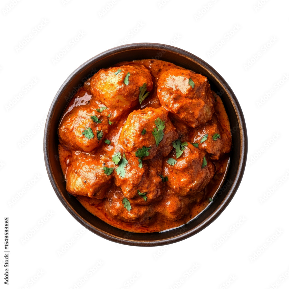 Fototapeta premium Aromatic Indian Butter Chicken in a Bowl - Overhead Shot