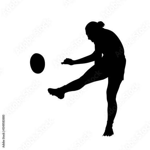 Rugby player, woman playing rugby, isolated vector silhouette. Sports clip art