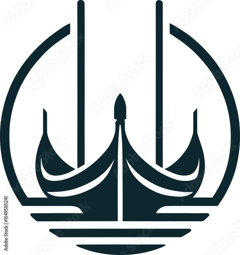 Stylized Gondola Boats Icon in Circle Vector