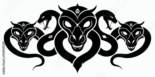 Set of  snake silhouette vector art illustration black