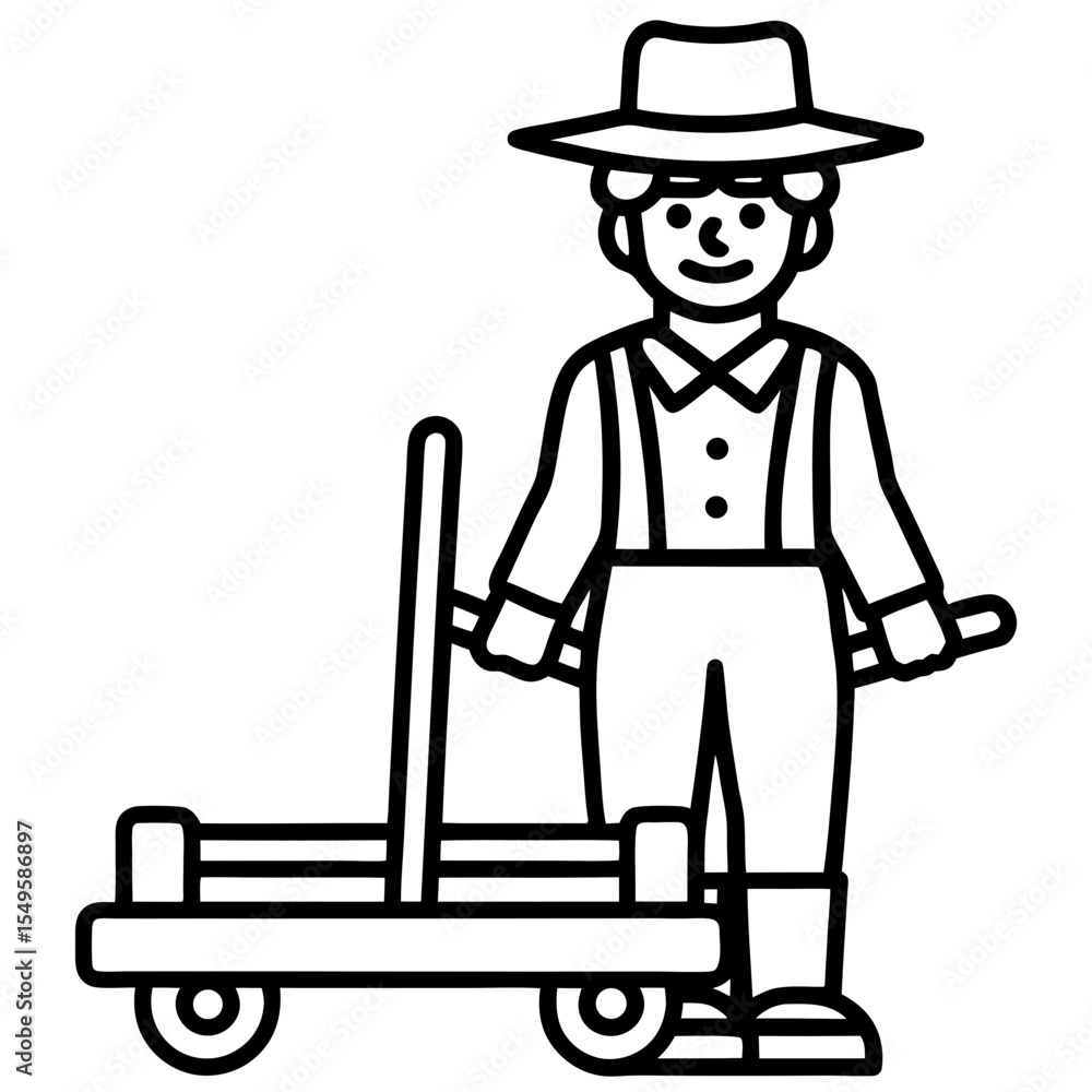 Fototapeta premium Fodder Cutter line art vector