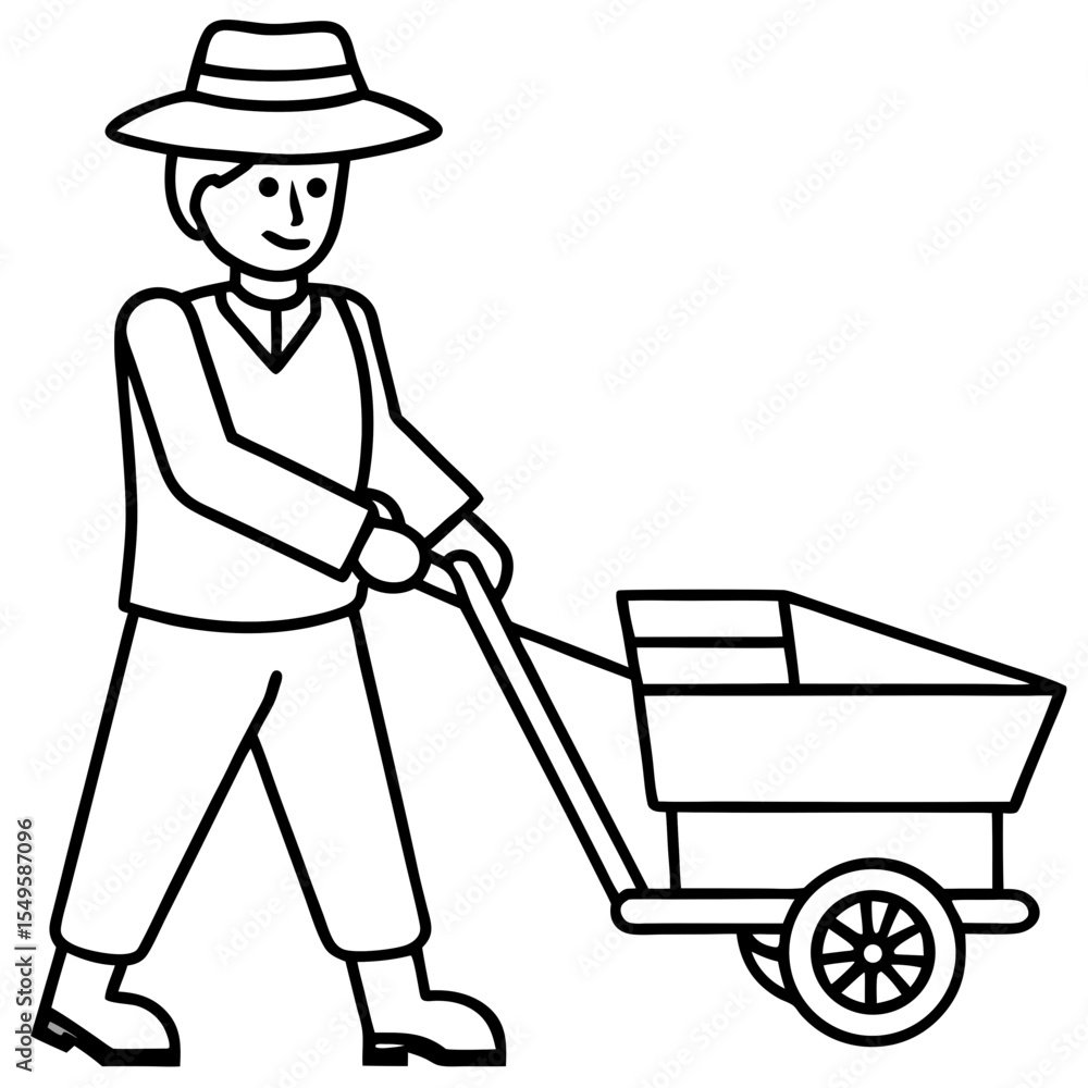 Fototapeta premium Fodder Cutter line art vector