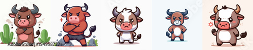 funny bull vector is angry expression