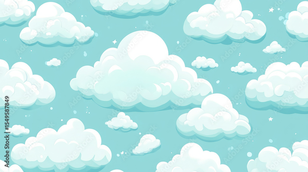 Fluffy white clouds floating in a blue sky illustration digital art peaceful environment aerial view dreamy concept Fluffy white clouds floating in a blue sky illustration digital art peaceful environment aerial view dreamy concept