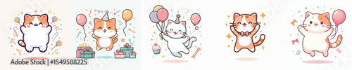cute cat vector jumping celebration