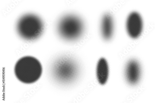 set black white circular halftone dot pattern. vector eps 
