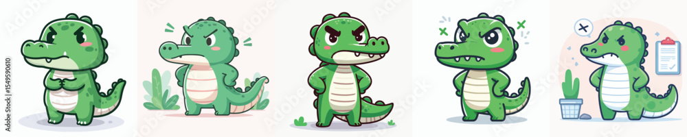 Fototapeta premium funny crocodile vector angry expression