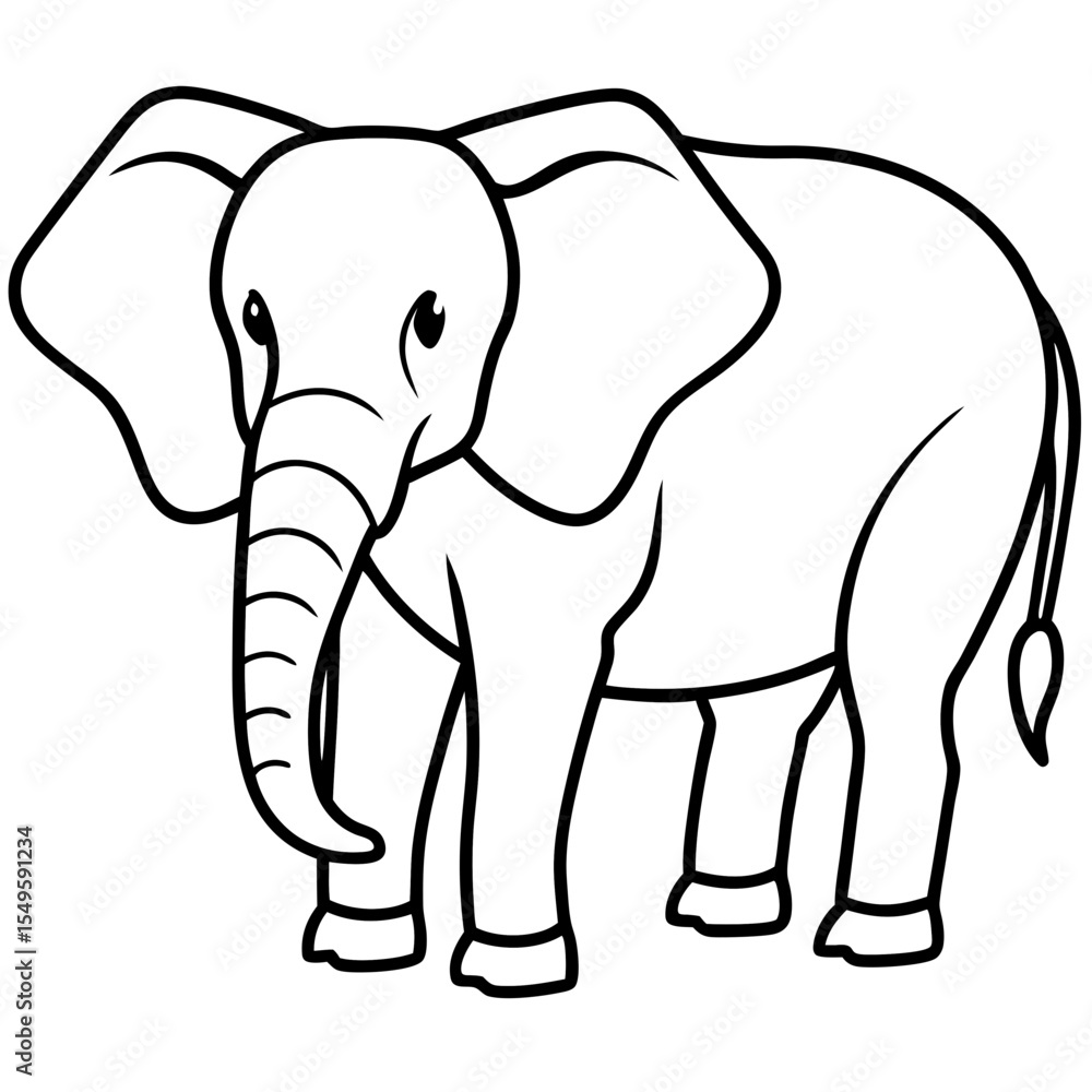 Fototapeta premium Elephant line art vector