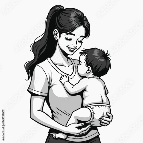 Loving mother holding baby, joyful connection