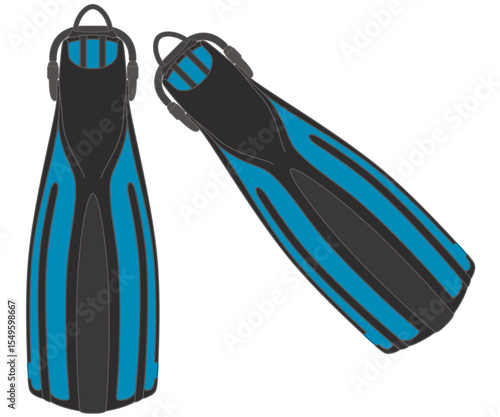 scuba diving, pair of diving fins isolated on a white background