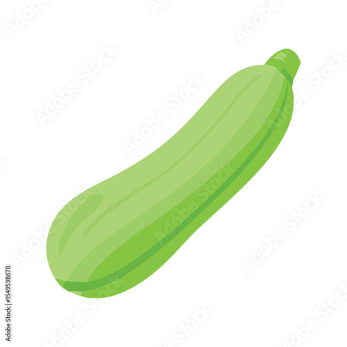 Zucchini flat minimal vector illustration, simple green vegetable icon, healthy food design element

