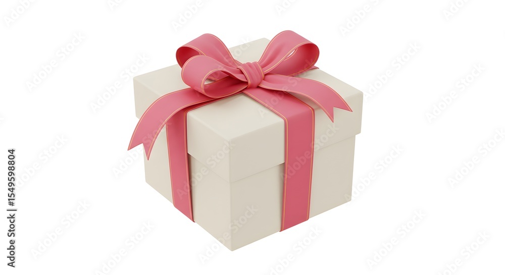 Obraz premium Mockup of a small gift box with ribbon, isolated on white