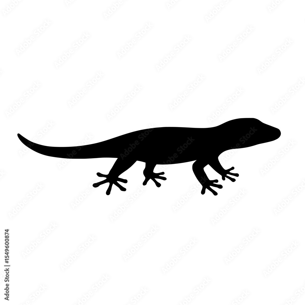 Fototapeta premium Silhouette of Virgin Islands Dwarf Gecko in Black on White Background