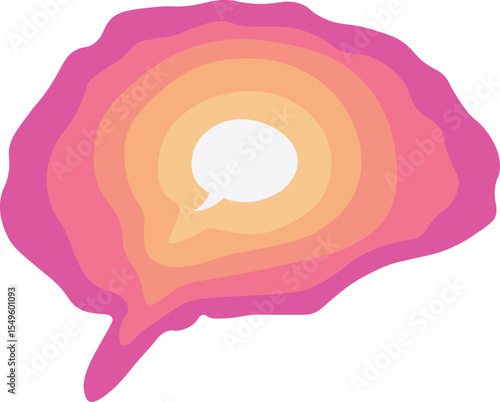 Thinking Brain with Colorful Layers and Speech Bubble