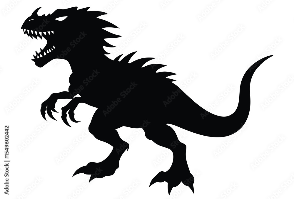 Fototapeta premium angry dinosaur silhouette vector elements, clipart dinosaur flat design illustration