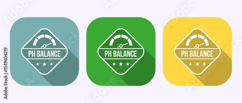 PH balance icon design illustration. Neutral PH balance icon sign, Free acidity concept in shadow button design