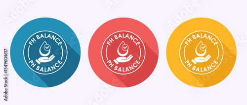 PH balance icon design illustration. Neutral PH balance icon sign, Free acidity concept in shadow button design