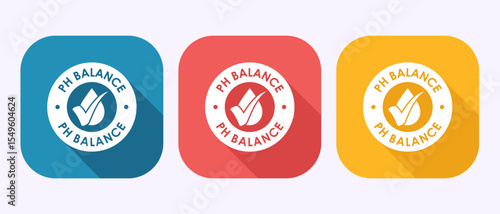PH balance icon design illustration. Neutral PH balance icon sign, Free acidity concept in shadow button design