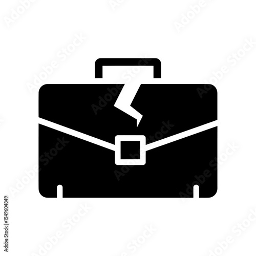 Broken Briefcase Icon Vector Glyph Symbol For Business Failure Or Job Loss Damaged Portfolio Or Case Graphic Representing Financial Crisis Or Insecurity