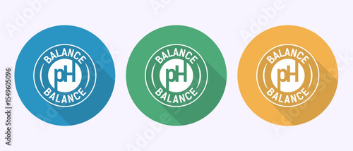 PH balance icon design illustration. Neutral PH balance icon sign, Free acidity concept in shadow button design