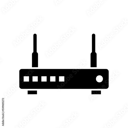 Wifi Router Icon Vector Solid Glyph For Wireless Internet Connection And Network Access Modem Symbol For Broadband And Data Communication Technology
