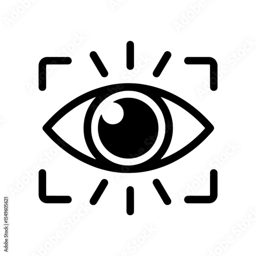 Eye Scan Icon Vector Glyph For Biometric Retina Or Iris Recognition System Identity Verification And Security Access Technology Symbol Graphic Design