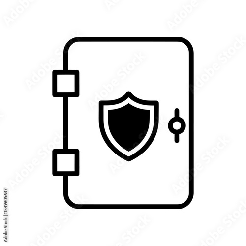 Free Download Safe Door Icon Vector With Shield Symbol For Secure Storage And Asset Protection Bank Vault Graphic For Financial Safety And Wealth Security Design - GFXLoad