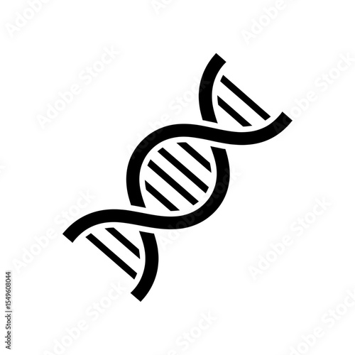 DNA helix icon for genetics biology and science research A glyph symbol of a genetic chromosome structure representing life code and biotechnology evolution