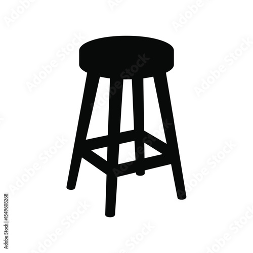 Black silhouette of a simple round stool on a white background