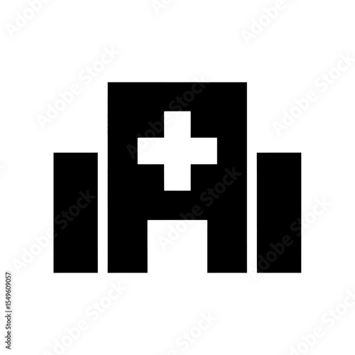 Hospital Building Icon Vector Glyph For Medical Center And Healthcare Facility Clinic Or Emergency Room Symbol For Health And Patient Care Graphic